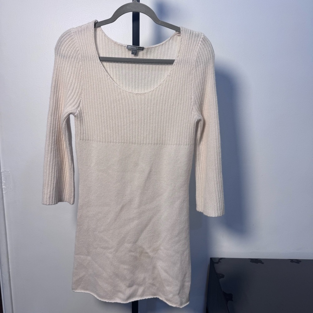 James Perse Cream Ribbed Scoop-Neck Knit cashmere Dress size 2